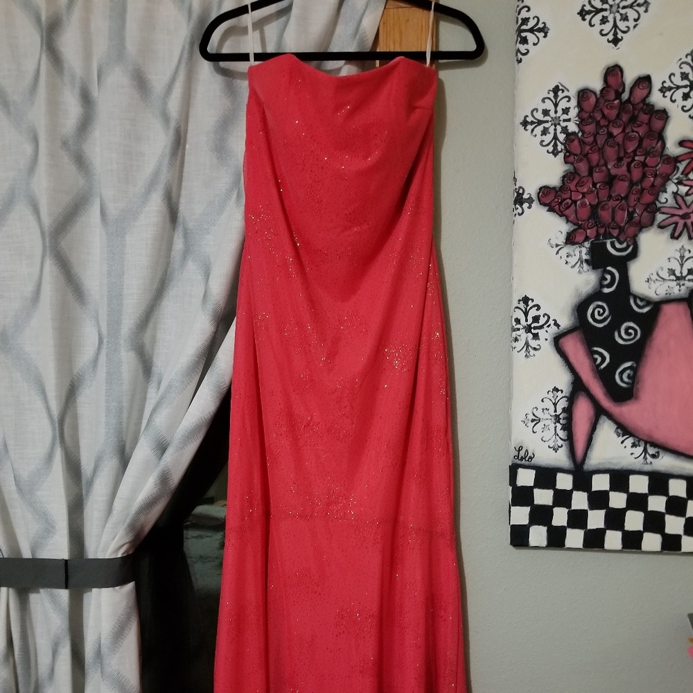 Jessica McClintock coral sparkle mermaid dress